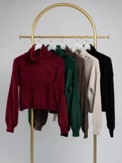 Zenana Chenille Turtleneck Long Sleeve Sweater | S-L