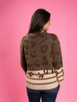 Leopard & Stripe Mixed Print Round Neck Sweater | S-L -Cheap STACCATO || Vision || Sol Store 1a3pkFYi6VzGLpbJAmv7BwyxdokBF0Sq9L4cOz6P