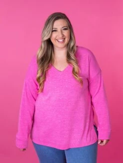 V Neck Sweater W/ Rhinestone Detailing | S-3X