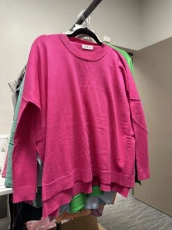 Relaxed Long Sleeve Round Neck High Low Sweater | S-L