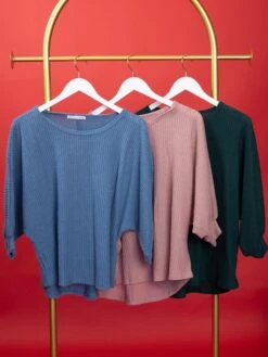 Brushed 3/4 Sleeve Round Neck Dolman Top | S-L*Final Sale