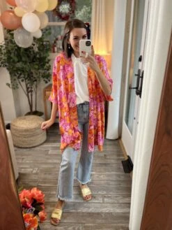 Multi Color Floral Kimono