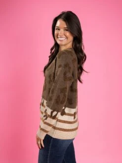 Leopard & Stripe Mixed Print Round Neck Sweater | S-L -Cheap STACCATO || Vision || Sol Store UGSIVmaKB8QmFFskHWXGhhBGINHnsL6qKtARCjcF