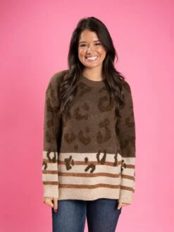 Leopard & Stripe Mixed Print Round Neck Sweater | S-L -Cheap STACCATO || Vision || Sol Store d3L1gIcuia5ccBVjLvf0hoF04wzWGYi8SqkCurxM