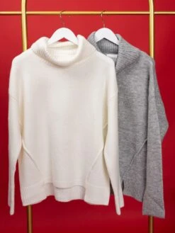 Asymmetrical Long Sleeve Turtleneck Sweater | S-3X