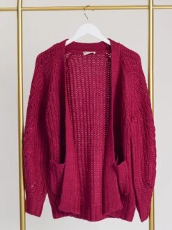 Oversized Open Front Long Sleeve Chunky Knit Cardigan W/ Pockets | S - L