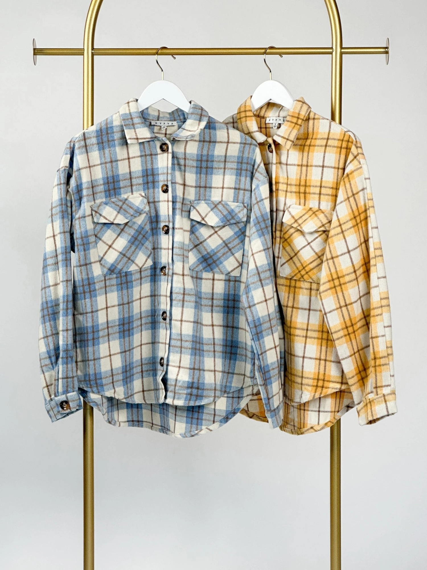 Plaid Button-Down Collared Long Sleeve Shacket W/ Pockets | S-L 3 Plaid Button-Down Collared Long Sleeve Shacket W/ Pockets | S-L