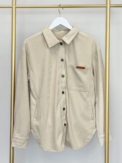 Corduroy Button Pocket Collared Shacket | S-XL