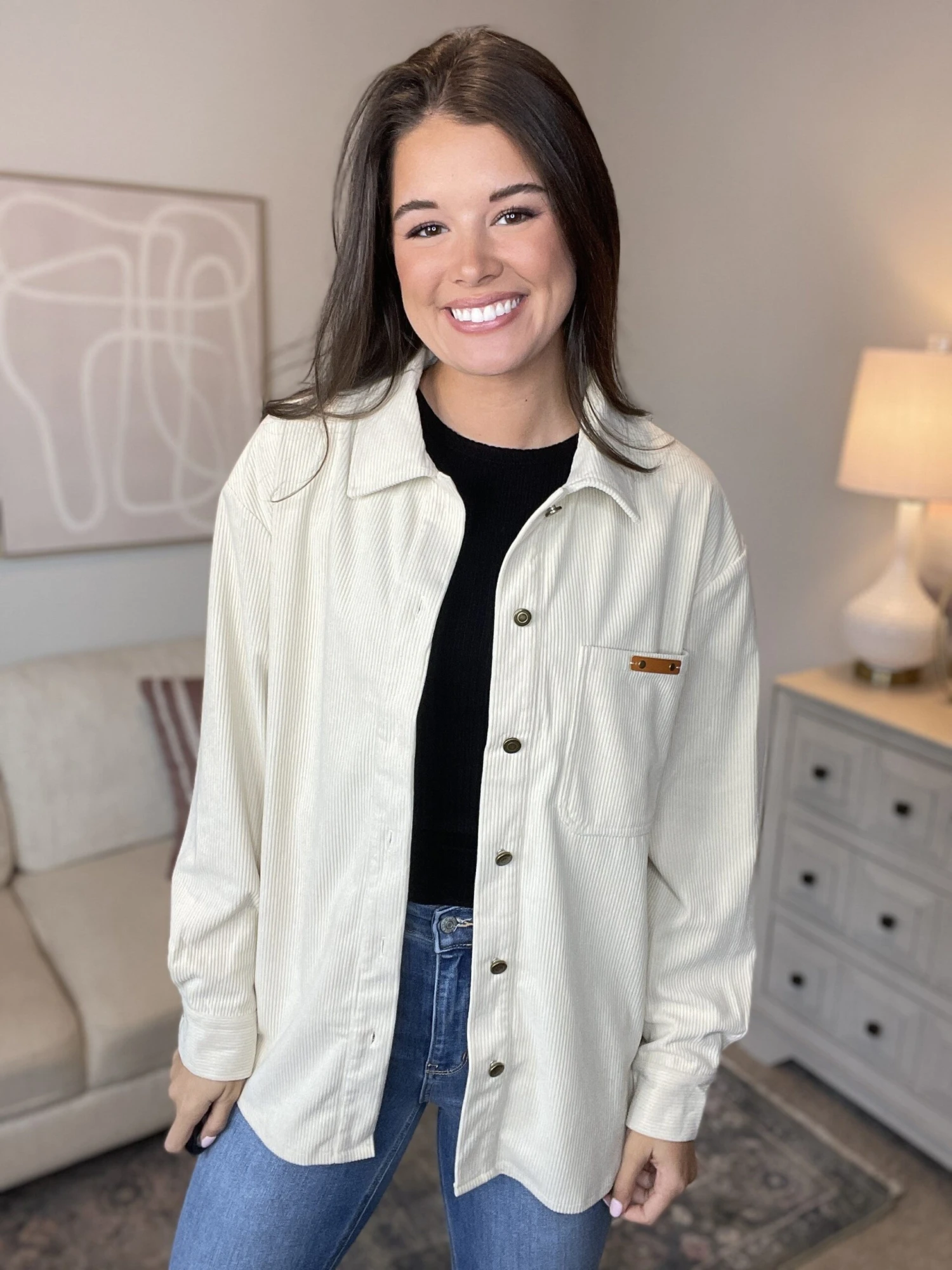 Corduroy Button Pocket Collared Shacket | S-XL 4 Corduroy Button Pocket Collared Shacket | S-XL - Image 2