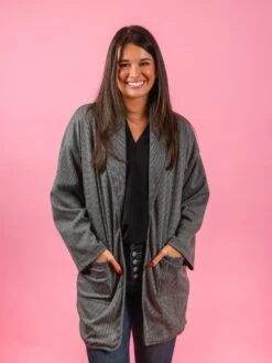 Long Sleeve Open Front Cardigan W/ Pockets | XS-XL