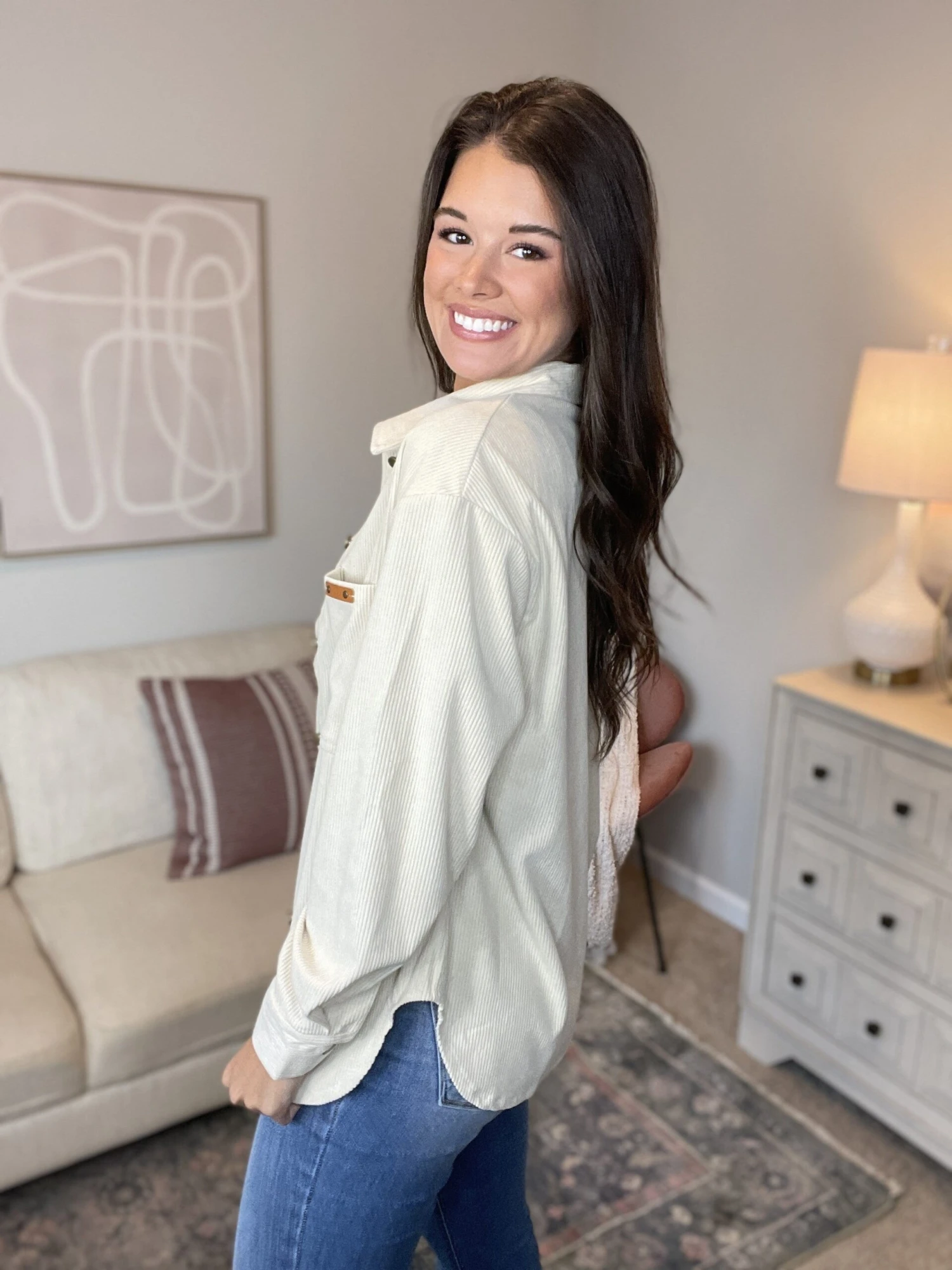 Corduroy Button Pocket Collared Shacket | S-XL 5 Corduroy Button Pocket Collared Shacket | S-XL - Image 3